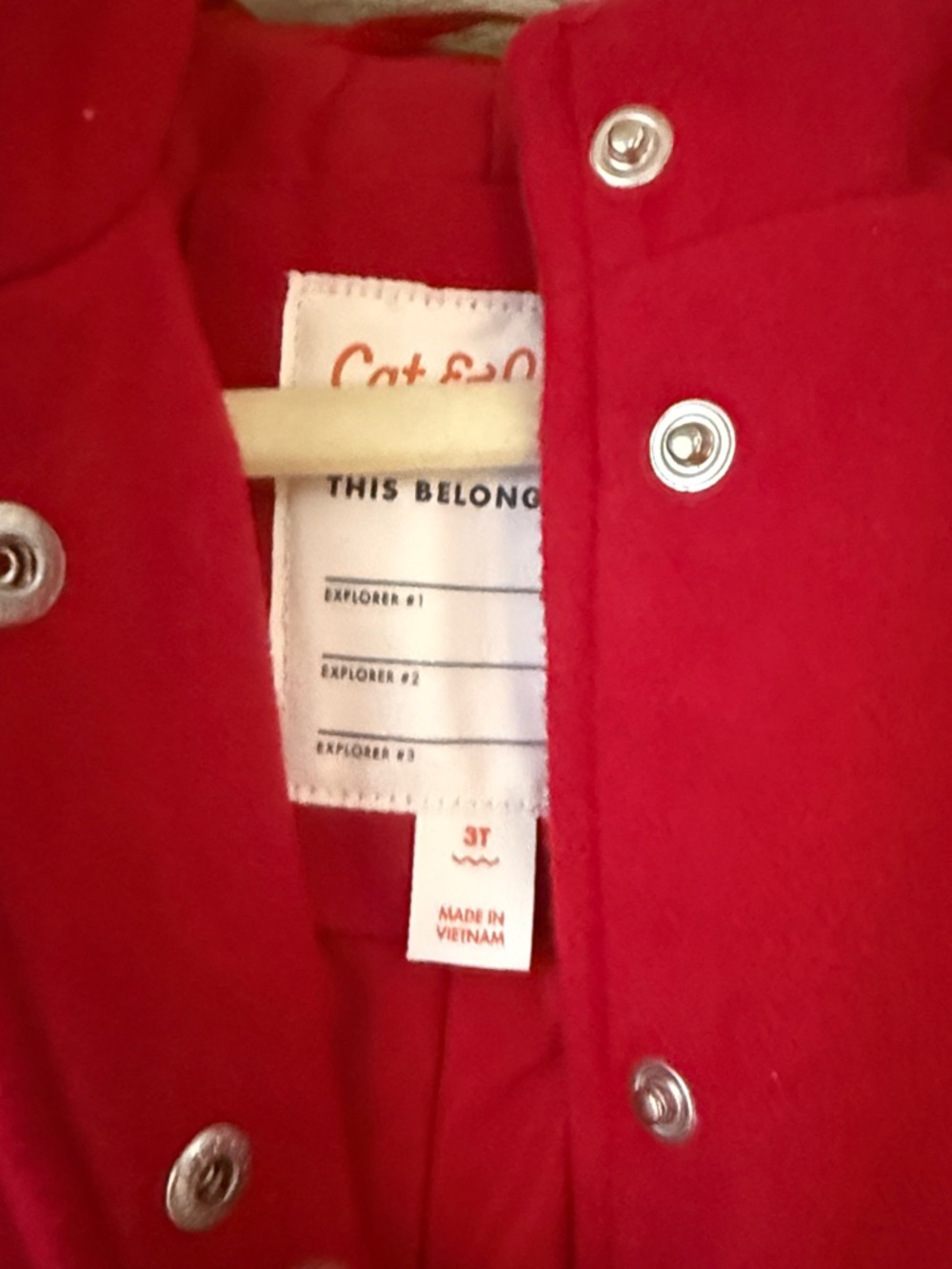 Red pea coat with faux fur lined hood girls 3t cat and Jack - Picture 3 of 6